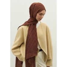 Fresh Scarfs  Monogram Pamuk Floş Jakarlı Şal Ağaç Kabuğu