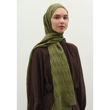 Fresh Scarfs  Nara Pamuk Floş Jakarlı Şal Zeytin Yeşili