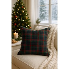 Ases Design Modern Yılbaşı Ekoseli Kırlent Kılıfı – Kırmızı & Yeşil Desenli 45X45
