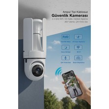 Kensa Kmr-16 360° Projektör Ampul Güvenlik Kamerası | Wi-Fi | Gece Görüş | Hareket Takip | Çift Yönlü Ses