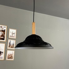 Bamyum Ralivo Siyah Metal Avize Tekli Ahşap Başlık Mutfak Modern Dekoratif Sarkıt Aydınlatma