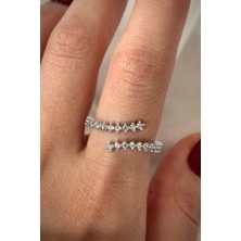 Leo'Stone Yeni Sezon Su Yolu Tasarım Yarum Tur Zirkon Taşlı Kadın Yüzük Gümüş