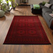 Giza Home Afgan Türkmen Otantik Desenli Dokuma Kırmızı Oturma Odası Salon Mutfak Halısı Yolluk 0023A