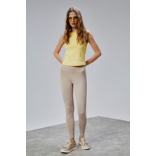 The Fancy Kadın Yüksek Bel Kalın Kemer Slim Fit Tayt