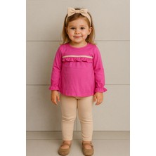 New Kids Bandanalı Kol Büzgülü Mevsimlik Pembe Renk Kız Çocuk Takım