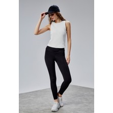 The Fancy Kadın Yüksek Bel Kalın Kemer Slim Fit Tayt