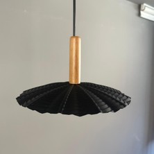 Bamyum Moriva Siyah Metal Avize Ahşap Başlık Tekli Rustik Cafe Modern Sarkıt Aydınlatma