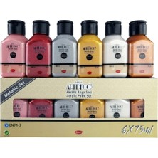 Artlantis Akrilik Boya Seti 6X75 ml Metalik Seri 1 Paket Artdeco Akrilik Boya 6 Renk 75 ml Metalik Renkler