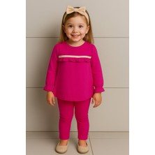 New Kids Bandanalı Kol Büzgülü Mevsimlik Fuşya Renk Kız Çocuk Takım