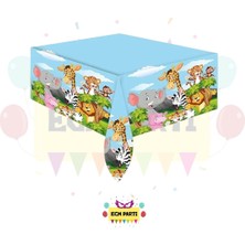 Zayna's Safari Temalı Baskılı Masa Örtüsü - Doğum Günü Parti Seti Malzemeleri