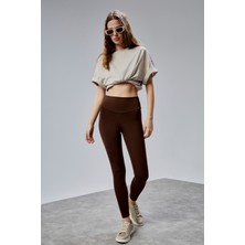 The Fancy Kadın Yüksek Bel Kalın Kemer Slim Fit Tayt