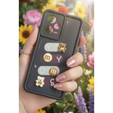 As Mobile Redmi Note 13C Uyumlu Kılıf Siyah Renk Ayıcık Figürlü 3D Kamera Korumalı Darbe Emici Yumuşak Silikon Kapak