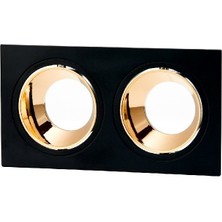 Maxled Sıva Altı Gu-10 Duylu Ikili Siyah Gold Dekoratif Spot Kasa MX-2026