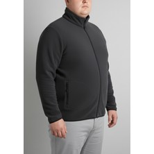 Balkonda Erkek Sweatshirt Polar Fermuarlı Yakalı Battal Büyük Kalıp Geniş Beden