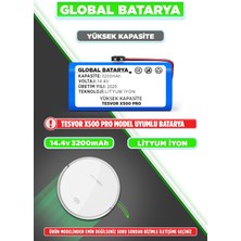 Global Batarya Tesvor X500 Pro Akıllı Robot Süpürge Bataryası 14.4v 3200mAh Li-ion Pil (Yüksek Kapasite)