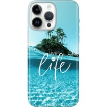 Adasena iPhone 15 Pro Max Kılıf Desenli Baskılı Tpu Rubber Kapak Live Your Life