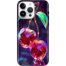 Adasena iPhone 15 Pro Max Kılıf Desenli Baskılı Tpu Rubber Kapak Kristal Kiraz