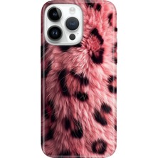 Adasena iPhone 15 Pro Max Kılıf Desenli Baskılı Tpu Rubber Kapak Pembe Çitah