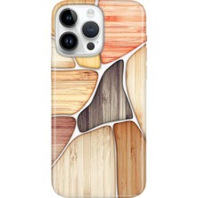 Adasena iPhone 15 Pro Max Kılıf Desenli Baskılı Tpu Rubber Kapak Wood Blocks