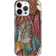Adasena iPhone 15 Pro Max Kılıf Desenli Baskılı Tpu Rubber Kapak Yapraklar