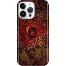 Adasena iPhone 15 Pro Max Kılıf Desenli Baskılı Tpu Rubber Kapak Sarı Kırmızı Stadyum