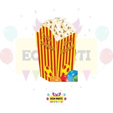 Zayna's Taraftar Temalı Sarı Kırmızı Karton Popcorn Mısır Kutusu 8 Li - Doğum Günü Parti Seti Malzemeleri