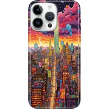 Adasena iPhone 15 Pro Max Kılıf Desenli Baskılı Tpu Rubber Kapak Retro New York