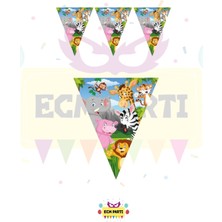 Zayna's Safari Temalı Üçgen Flama - Doğum Günü Parti Seti Malzemeleri