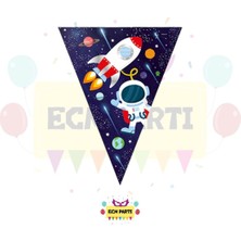 Zayna's Uzay Temalı Üçgen Flama - Doğum Günü Parti Seti Malzemeleri