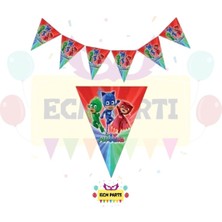 Zayna's Pijamaskeliler Temalı Üçgen Flama - Doğum Günü Parti Seti Malzemeleri