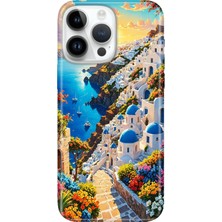 Adasena iPhone 15 Pro Max Kılıf Desenli Baskılı Tpu Rubber Kapak Santorini