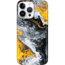 Adasena iPhone 15 Pro Max Kılıf Desenli Baskılı Tpu Rubber Kapak Siyah Sarı 22