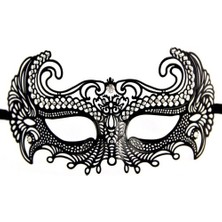 Osense Siyah Lazer Kesim Kristal Taşlı Metal Venedik Maskesi