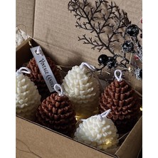 El Yapımı Kokulu Kozalak Figürlü Dekoratif Mum 3 Adet