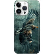 Adasena iPhone 15 Pro Max Kılıf Desenli Baskılı Tpu Rubber Kapak Ürküten Kartal