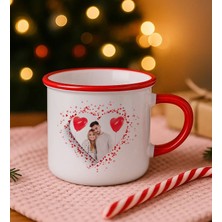 Bk Gift Kişiye Özel Fotoğraflı Kırmızı Emaye Kupa Bardak -1, Arkadaşa Hediye, Sevgiliye Hediye