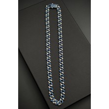 Frnch 925 Ayar Gümüş Lacivert Zirkon Taşlı Füme Renk Erkek Kolye FRJ30938-1038-L