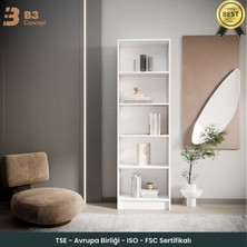 B3 Concept Kitaplık – Demonte, Ultra Dayanıklı 5 Raflı Ev/Ofis Modern Tasarım, Premium Beyaz
