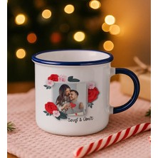 Bk Gift Kişiye Özel Isimli Fotoğraflı Lacivert Emaye Kupa Bardak -1, Arkadaşa Hediye, Sevgiliye Hediye