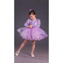 Kız Çocuk Uzun Kolbalerin Abiye Elbise