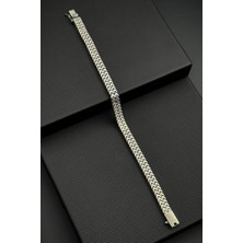 Frnch 925 Ayar Gümüş Italyan Model Gümüş Renk Erkek Bileklik FRJ12728-3728-A