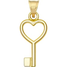 Altın Sepeti Kalpli Anahtar Altın Kolye Ucu