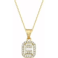 Altın Sepeti Altın Bagetli Dikdörtgen Kolye