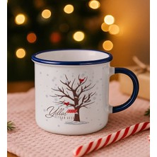 Bk Gift Kişiye Özel Isimli Yılbaşı Tasarımlı Lacivert Emaye Kupa Bardak -10, Arkadaşa Hediye, Yeni Yıl Hediyesi