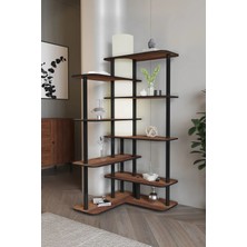 Ravilo Cross Dekoratif Raflı Kitaplık Lambader Ceviz