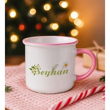 Bk Gift Kişiye Özel Isimli Pembe Emaye Kupa Bardak -11, Arkadaşa Hediye, Sevgiliye Hediye