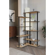 Ravilo Cross Dekoratif Raflı Kitaplık Lambader Meşe