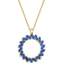 Altın Sepeti Altın Lacivert Bagetli Çember Kolye