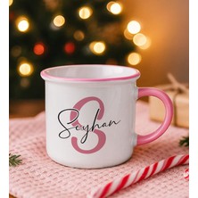 Bk Gift Kişiye Özel Isimli Pembe Emaye Kupa Bardak -10, Arkadaşa Hediye, Sevgiliye Hediye