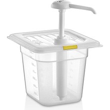 GastroPlast Tekli Şeffaf Hardal Dispenseri - Pompalı Şeffaf Hardal Kabı - 2 Lt Kapasiteli - Kafe & Restoran Tipi - Dayanıklı